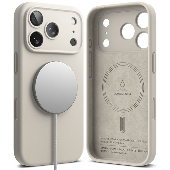 Puzdro Ringke pre iPhone 17 Pro Max, silikónové magnetické puzdro MagSafe, kameň