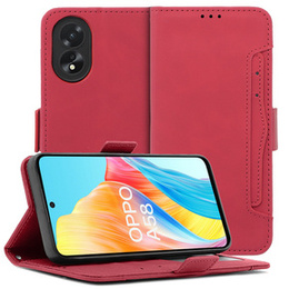 Klapkové puzdro pre Oppo A58 4G, Card Slot, červené