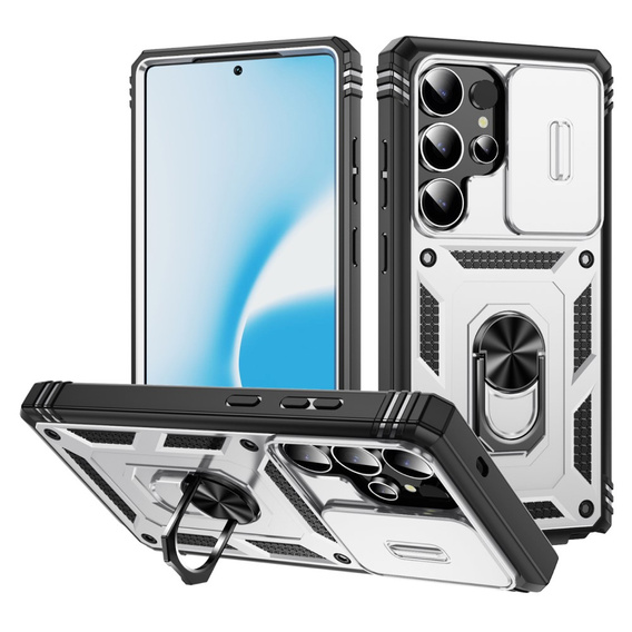 Puzdro pre Samsung Galaxy S25 Ultra, KickStand Camera Lens, biele
