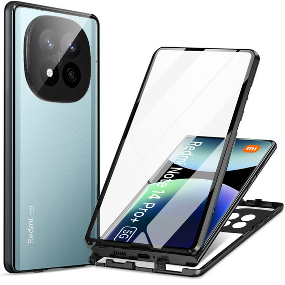 Puzdro pre Xiaomi Redmi Note 14 Pro, Magnetic Dual Glass, čierne