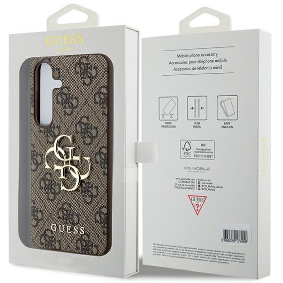 GUESS Obal na mobil pre Samsung Galaxy A55, 4G Big Metal Logo, hnedé