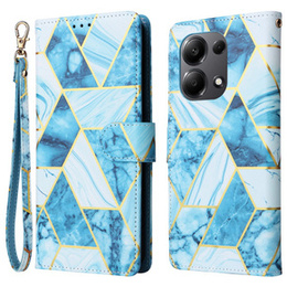 Klapkové puzdro pre Xiaomi Redmi Note 13 Pro 4G / Xiaomi Redmi Note 14S / Xiaomi Poco M6 Pro 4G, Wallet, Marble modré