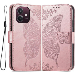 Klapkové puzdro pre Oppo A40 / Oppo A40m, Butterfly, ružové rose gold