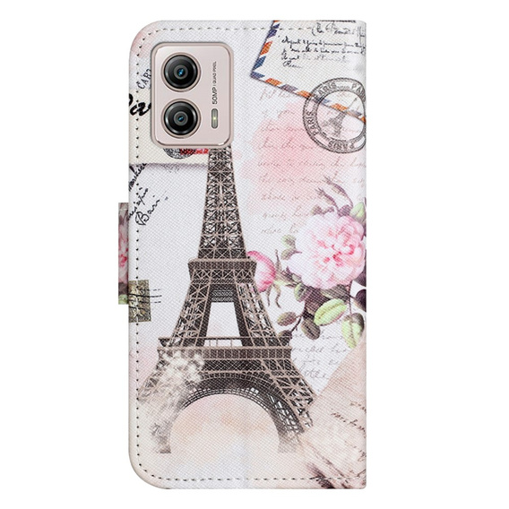 Klapkové puzdro pre Motorola Moto G73 5G, Wallet, Eiffel Tower, biele