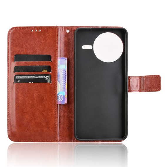 Klapkové puzdro pre Xiaomi Poco F7 Ultra, Crazy Horse Wallet, hnedé