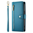 Klapkové puzdro pre Samsung Galaxy S24 FE, Wallet Zipper Pocket, modré