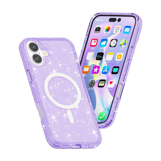 Puzdro pre iPhone 17, pre MagSafe, trblietavé, priesvitné fialové