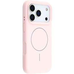 Silikónové puzdro pre iPhone 17 Pro, pre MagSafe, proti nárazom, ružové