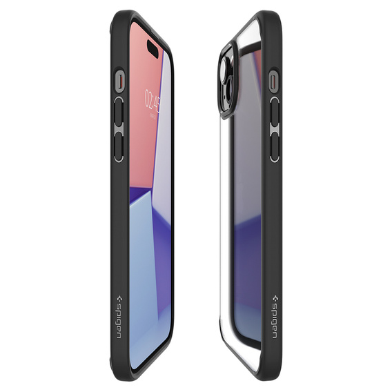 Puzdro Spigen pre iPhone 15, Ultra Hybrid, čierne + tvrdené sklo 9H