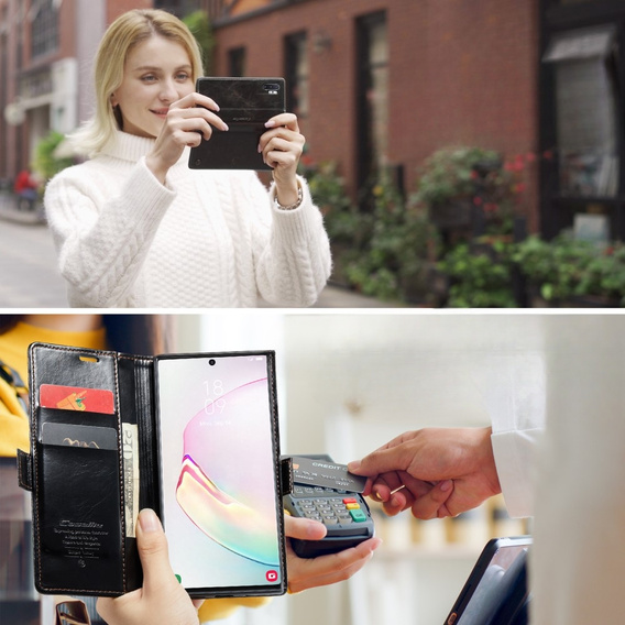 CASEME flipové puzdro pre Samsung Galaxy Note 10 Plus, Waxy Textured, čierne