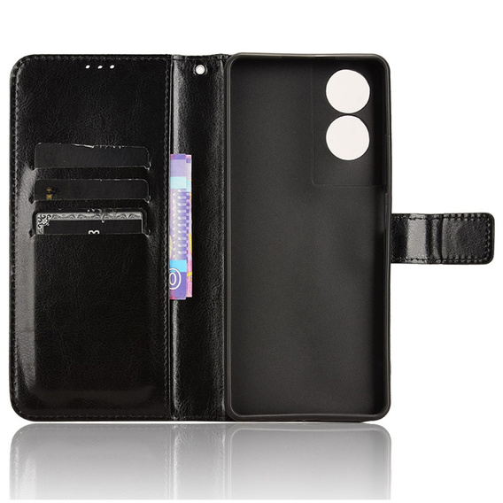Klapkové puzdro pre TCL 40 NxtPaper, Crazy Horse Wallet, čierne