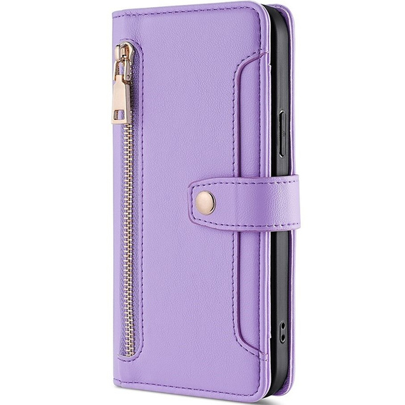 Klapkové puzdro pre Honor Magic5 Lite, Wallet Zipper Pocket, fialové