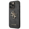 GUESS Obal na mobil pre iPhone 14 Pro, 4G Big Metal Logo, sivé