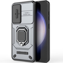 Puzdro pre Samsung Galaxy S24, KickStand Camera Lens, sivé