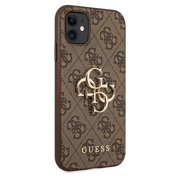 GUESS Obal na mobil pre iPhone 11, 4G Big Metal Logo, hnedé