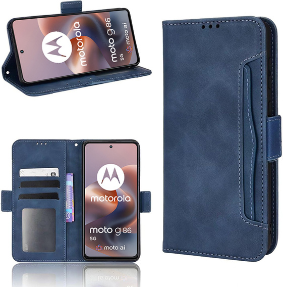 Klapkové puzdro pre Motorola Moto G86 5G, Card Slot, tmavomodré