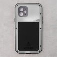 Love Mei Obal na mobil pre iPhone 14 Pro Max, armored with glass, strieborné