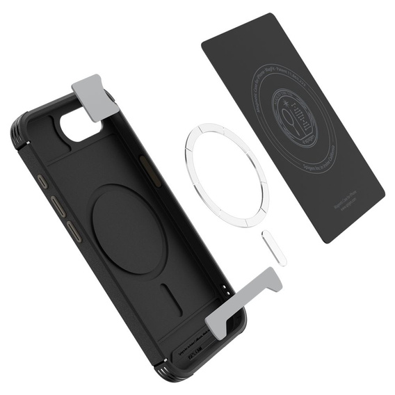 Puzdro Spigen pre iPhone 16E, Core Armor MagSafe, čierne + tvrdené sklo 9H