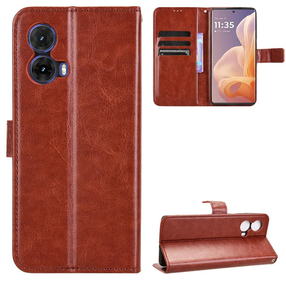 Klapkové puzdro pre Motorola Moto G85, Crazy Horse Wallet, hnedé