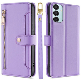 Klapkové puzdro pre Samsung Galaxy M15 5G, Wallet Zipper Pocket, fialové
