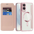 Klapkové puzdro pre Samsung Galaxy S25 Edge, RFID Wallet MagSafe CamShield, ružové