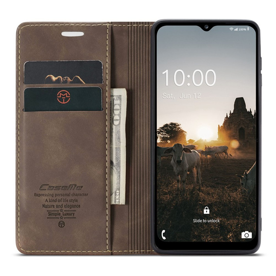 CASEME puzdro pre Samsung Galaxy M33 5G, Leather Wallet Case, hnedé
