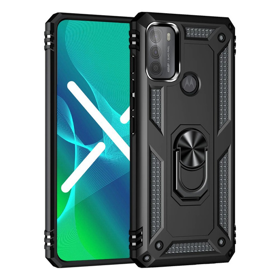 Pancierované obal na mobil pre Motorola Moto G50, Nox Case Ring, čierne