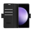 Puzdro pre Samsung Galaxy S23 FE, ERBORD Glossy Litchi, flipová peňaženka, čierne