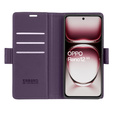 Puzdro pre Oppo Reno 12, ERBORD Glossy Litchi, flipová peňaženka, fialové