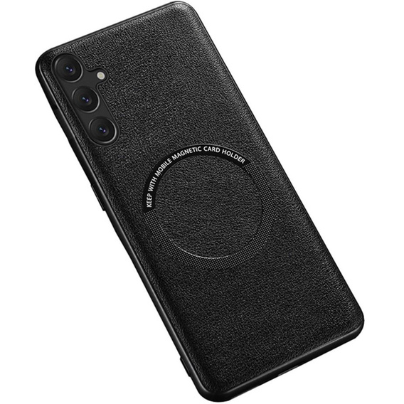 Obal na mobil pre Samsung Galaxy A54 5G, Leather Hybrid MagSafe, čierne
