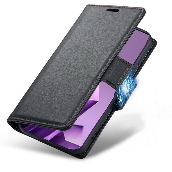 Puzdro pre Infinix Note 50 Pro+, ERBORD Glossy Litchi, flipová peňaženka, čierne