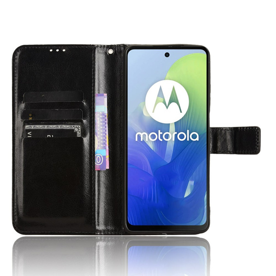 Klapkové puzdro pre Motorola Moto E14, Crazy Horse Wallet, čierne
