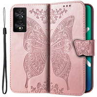 Klapkové puzdro pre TCL 40 NXTPaper, Butterfly, ružové rose gold