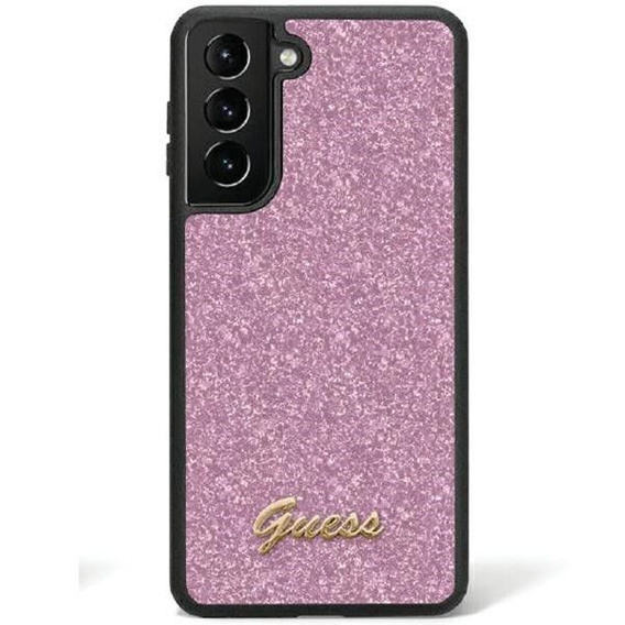 GUESS Obal na mobil pre Galaxy S24 Ultra, Glitter Script Hardcase, fialové