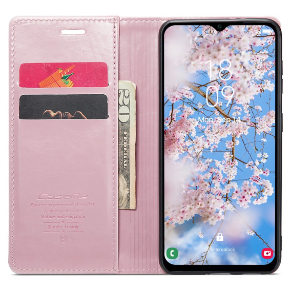 CASEME flipové puzdro pre Samsung Galaxy A14 5G, Waxy Textured, ružové