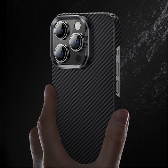 Puzdro BENKS Kevlar pre iPhone 15 Pro, Carbon Fiber, čierne