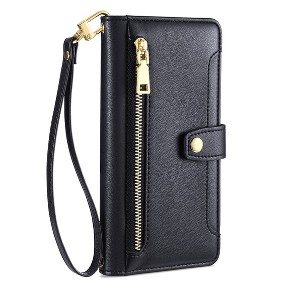 Klapkové puzdro pre iPhone 14 Pro Max, Wallet Zipper Pocket, čierne