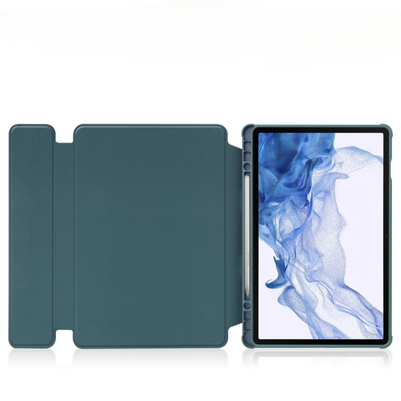 Puzdro s klávesnicou pre Samsung Galaxy Tab S9, Rotary 360° Leather, tmavozelené