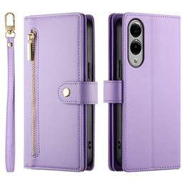Klapkové puzdro pre Samsung Galaxy S25 Edge, Wallet Zipper Pocket, fialové