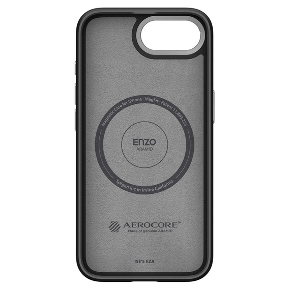 Puzdro Spigen pre iPhone 16E, Enzo Aramid MagSafe, karbónová čierna + tvrdené sklo 9H