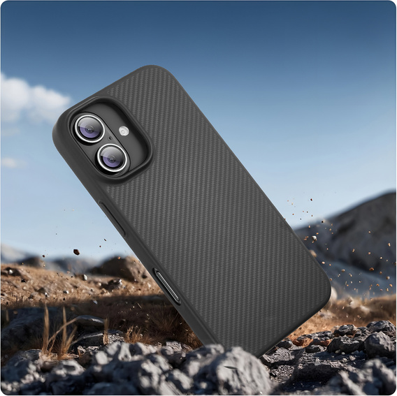 Puzdro pre iPhone 16, Aramid Fiber Cover, čierne