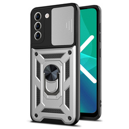 Obal na mobil pre Samsung Galaxy S23 Plus, CamShield Slide, strieborné