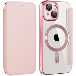 Klapkové puzdro pre iPhone 15, RFID Wallet MagSafe CamShield, ružové