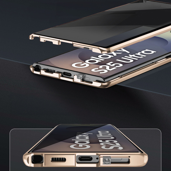Puzdro pre Samsung Galaxy S25 Ultra, Privacy Dual Glass, zlaté