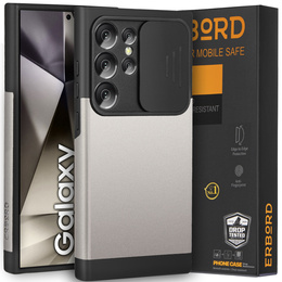 Obal na mobil pre Samsung Galaxy S24 Ultra, ERBORD MagProtect Slide Camera, sivé gunmetal