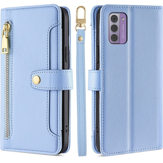 Klapkové puzdro pre Nokia G42, Wallet Zipper Pocket, modré