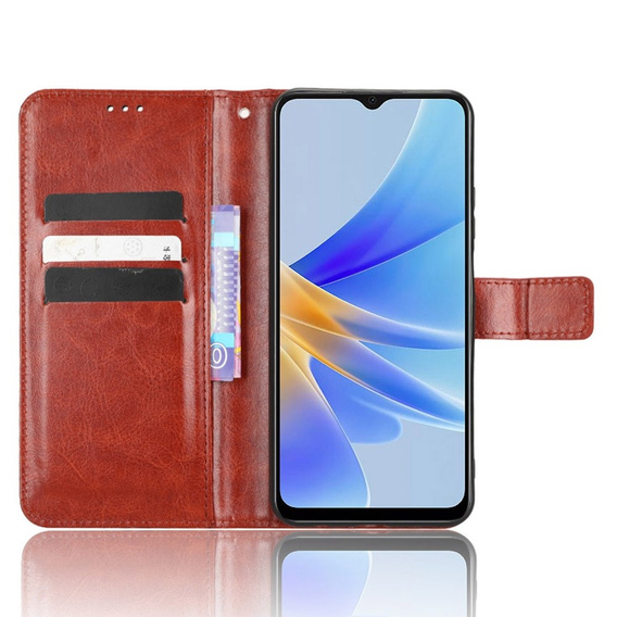 Klapkové puzdro pre Oppo A17, Crazy Horse Wallet, hnedé