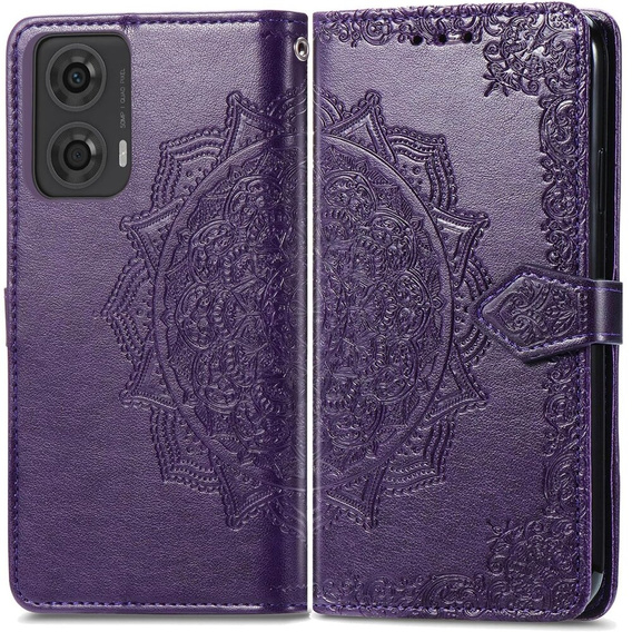 Klapkové puzdro pre Motorola Moto E14, Mandala, fialové