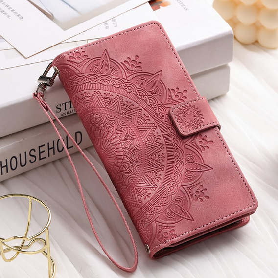 Klapkové puzdro pre Xiaomi Redmi Note 13 Pro 4G / Xiaomi Redmi Note 14S / Xiaomi Poco M6 Pro 4G, Mandala, ružové rose gold