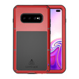 Love Mei Obal na mobil pre Samsung Galaxy S10+ Plus, armored with glass, červené